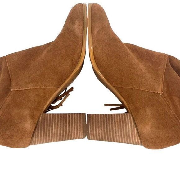 Crown Vintage Womens Suede Randi Fringe Heeled Ankle Boots Camel Size 9M NWOT - Picture 3 of 11